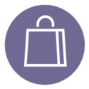 Graphic illustration of a shopping bag used to represent our Delivery members. The background is dark purple with a white illustration in the center.